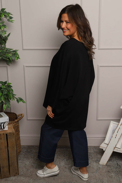 Annabelle V-Neck Cotton Top Black - Image 4