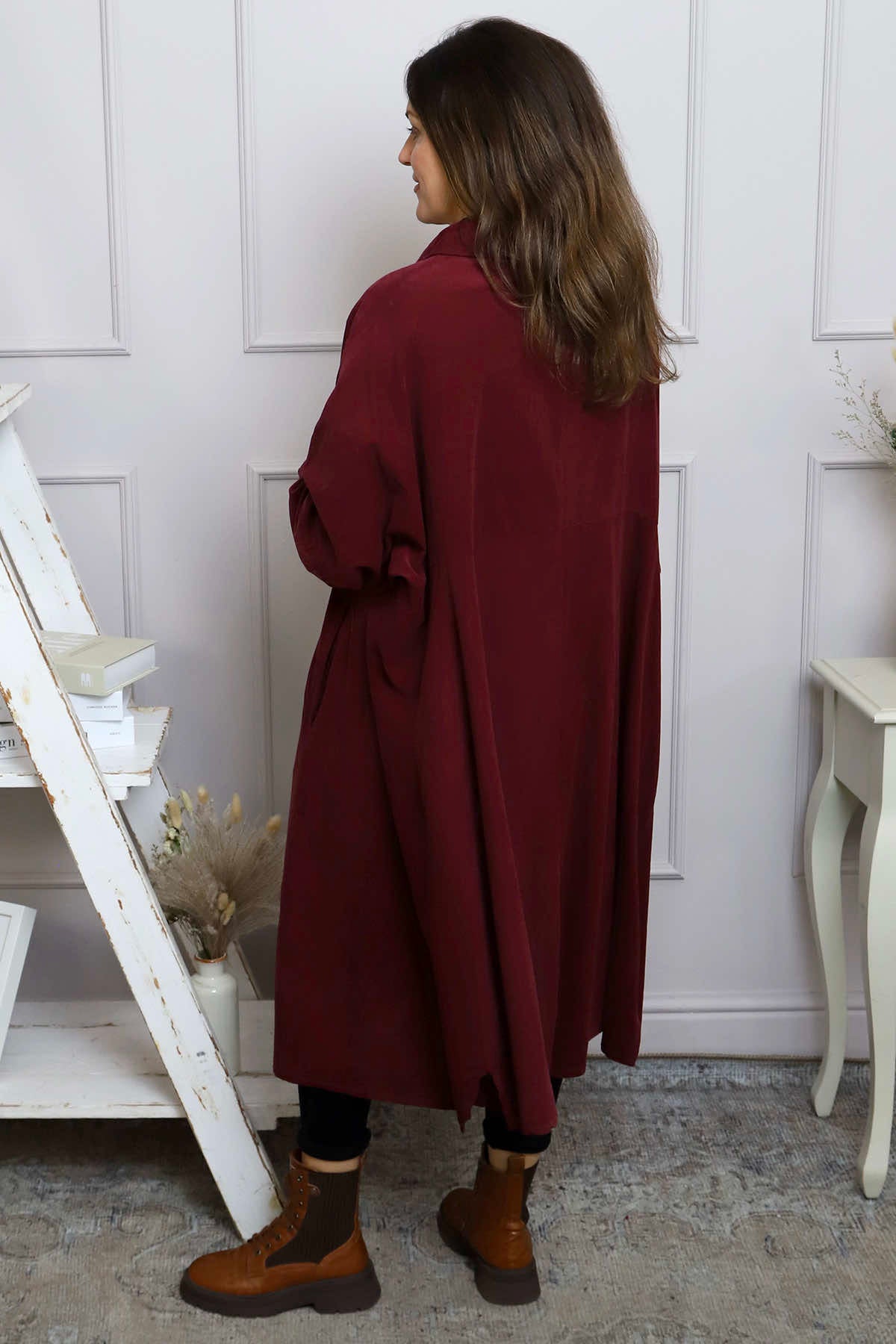 Amina Needlecord Dress Wine