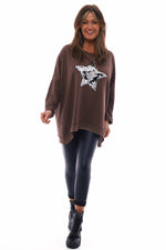 Selsey Sequin Star Cotton Top Cocoa Cocoa - Selsey Sequin Star Cotton Top Cocoa