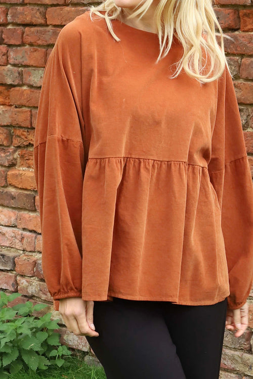 Geraldine Needlecord Top Burnt Orange - Image 3