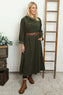 Eudora Belted Needlecord Dress Khaki