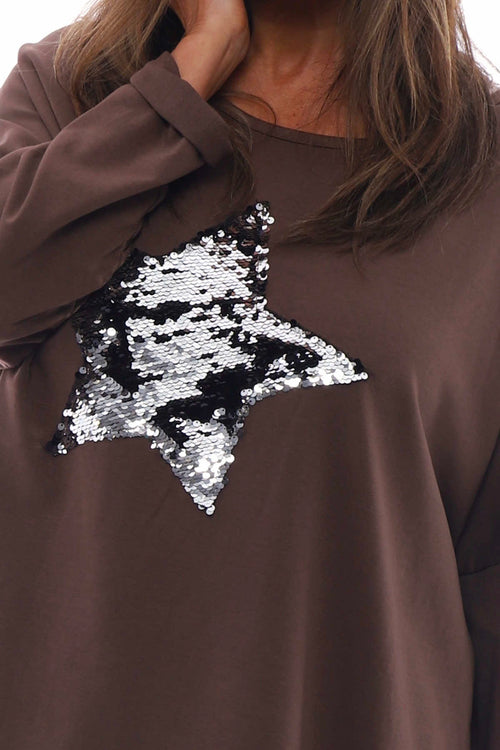 Selsey Sequin Star Cotton Top Cocoa - Image 3