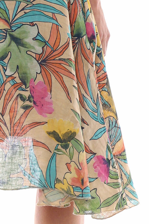 Maxima Floral Linen Dress Camel - Image 6