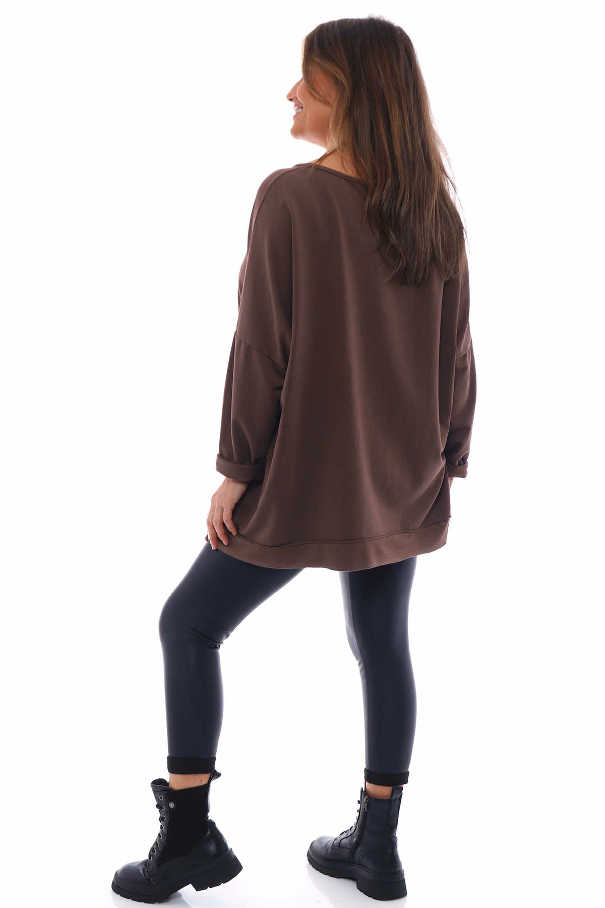 Selsey Sequin Star Cotton Top Cocoa