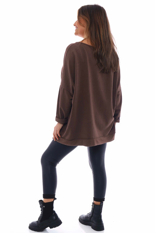 Selsey Sequin Star Cotton Top Cocoa - Image 5