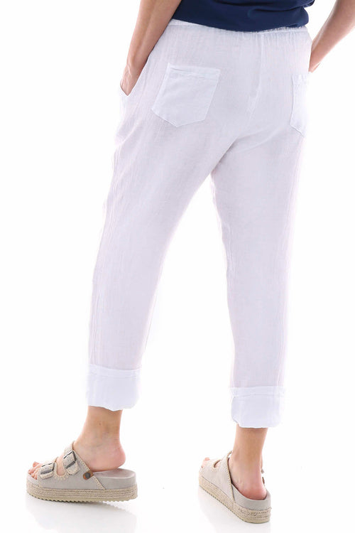 Filey Cropped Linen Trousers White - Image 7
