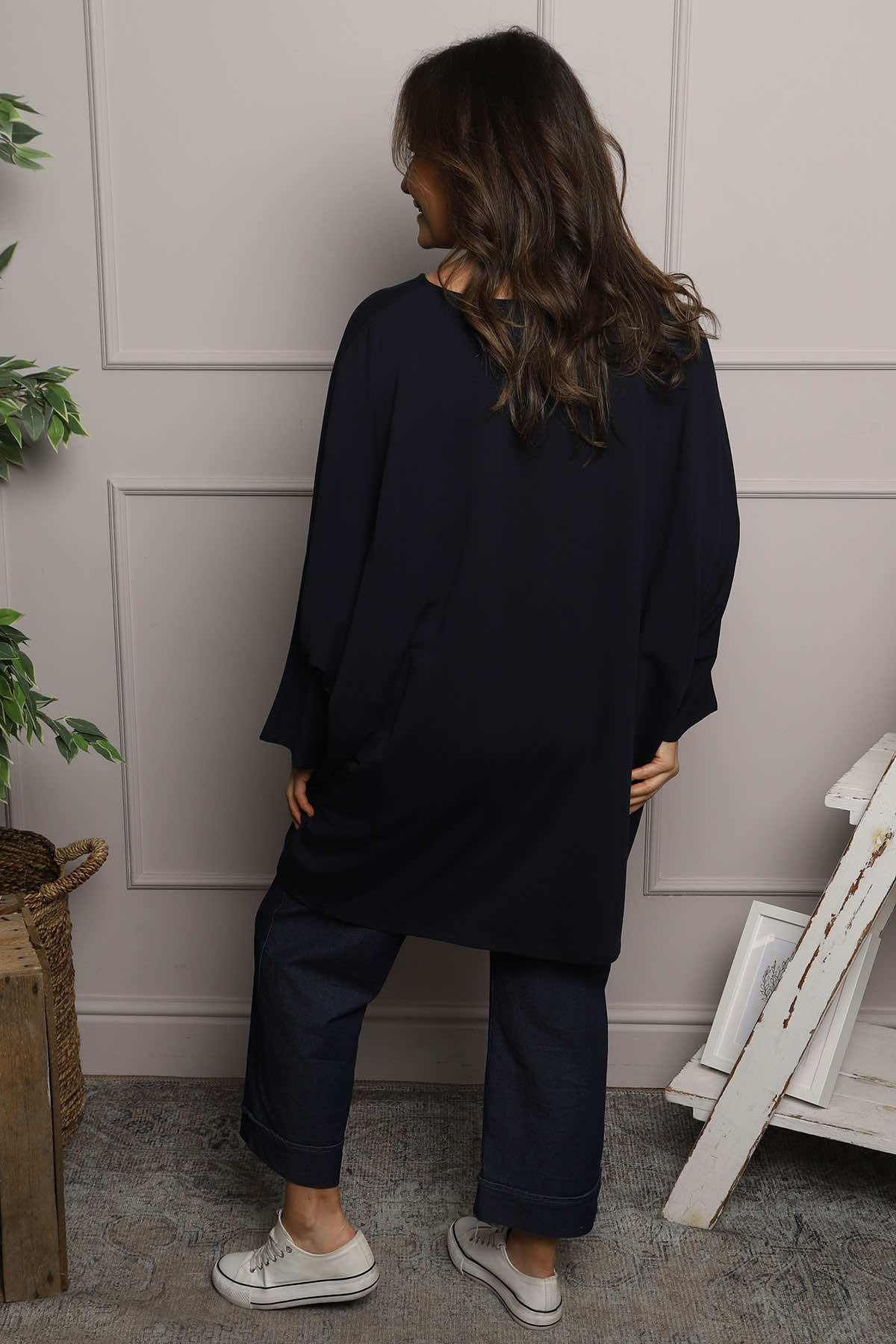 Annabelle V-Neck Cotton Top Navy