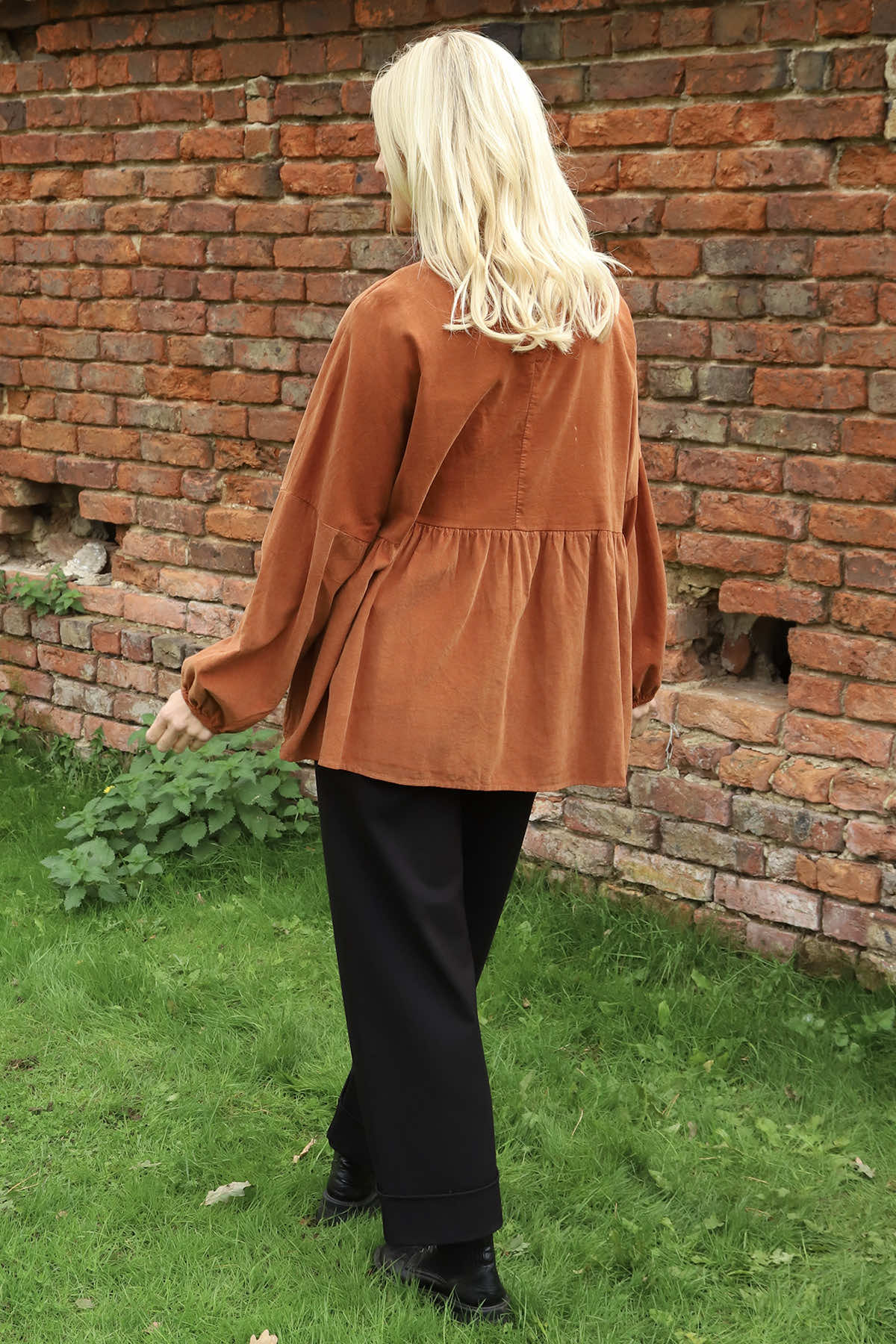 Geraldine Needlecord Top Burnt Orange