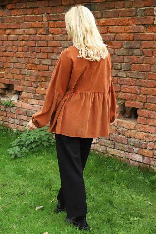 Geraldine Needlecord Top Burnt Orange - Image 4