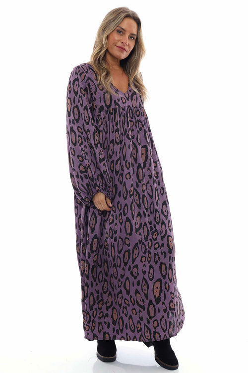 Tozi Leopard Print Dress Purple