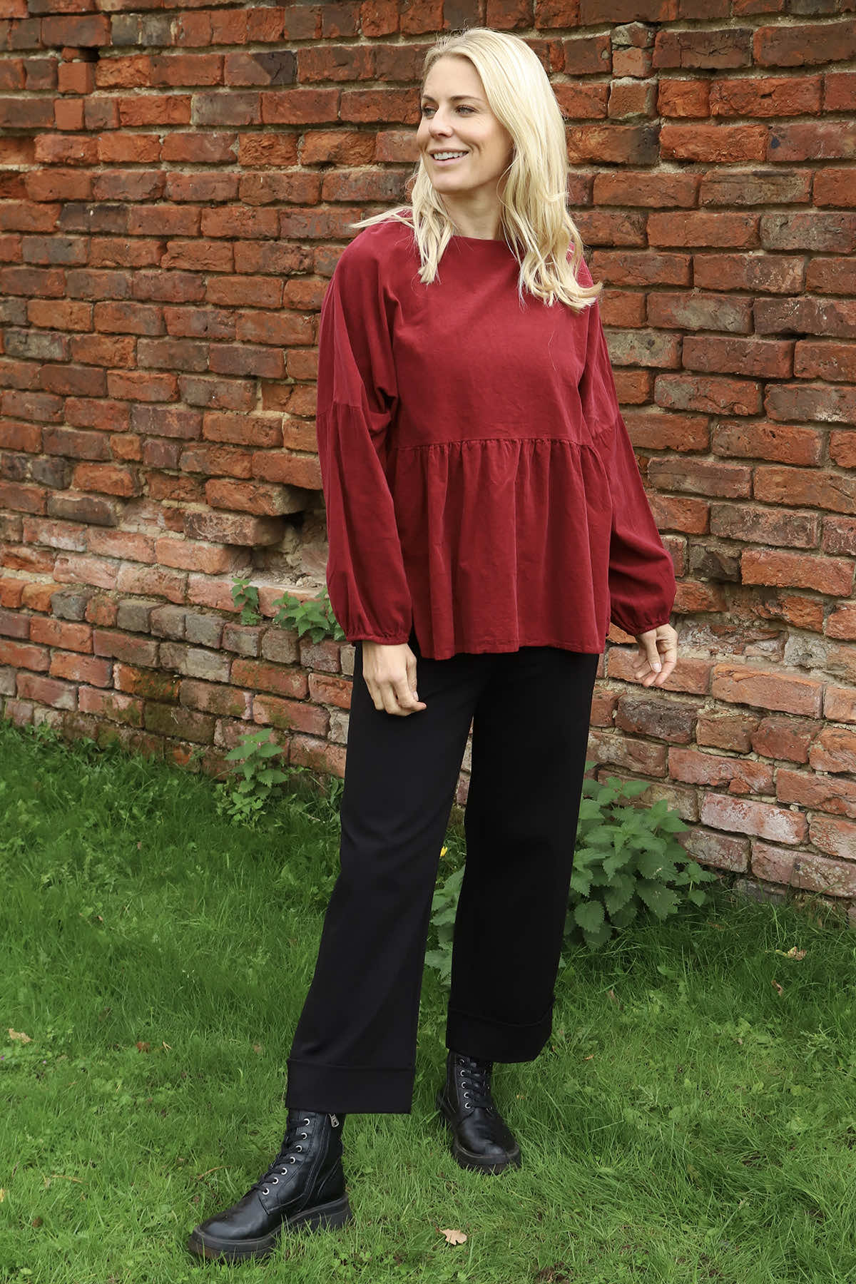 Geraldine Needlecord Top Wine