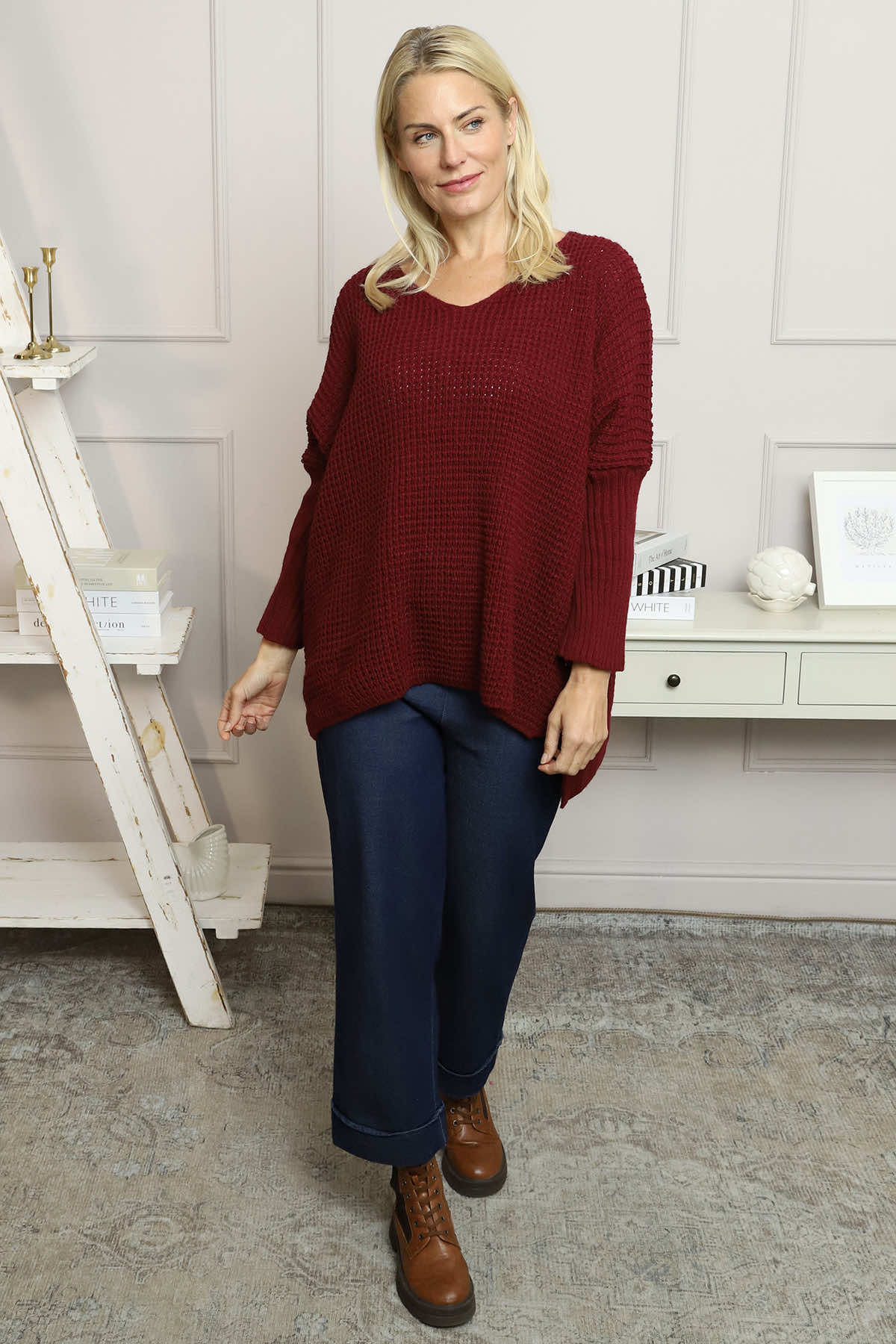 Albertina Waffle Jumper Wine