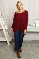 Albertina Waffle Jumper Wine Wine - Albertina Waffle Jumper Wine