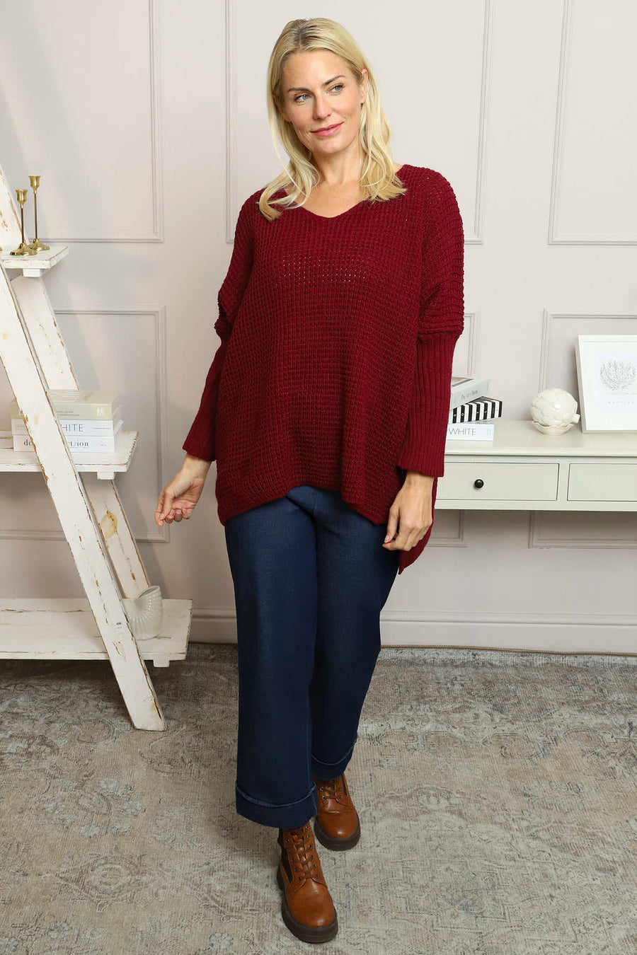 Albertina Waffle Jumper Wine