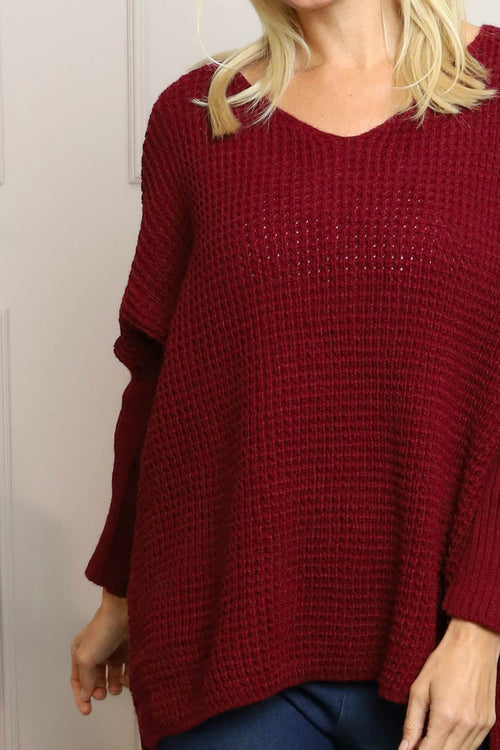 Albertina Waffle Jumper Wine - Image 3