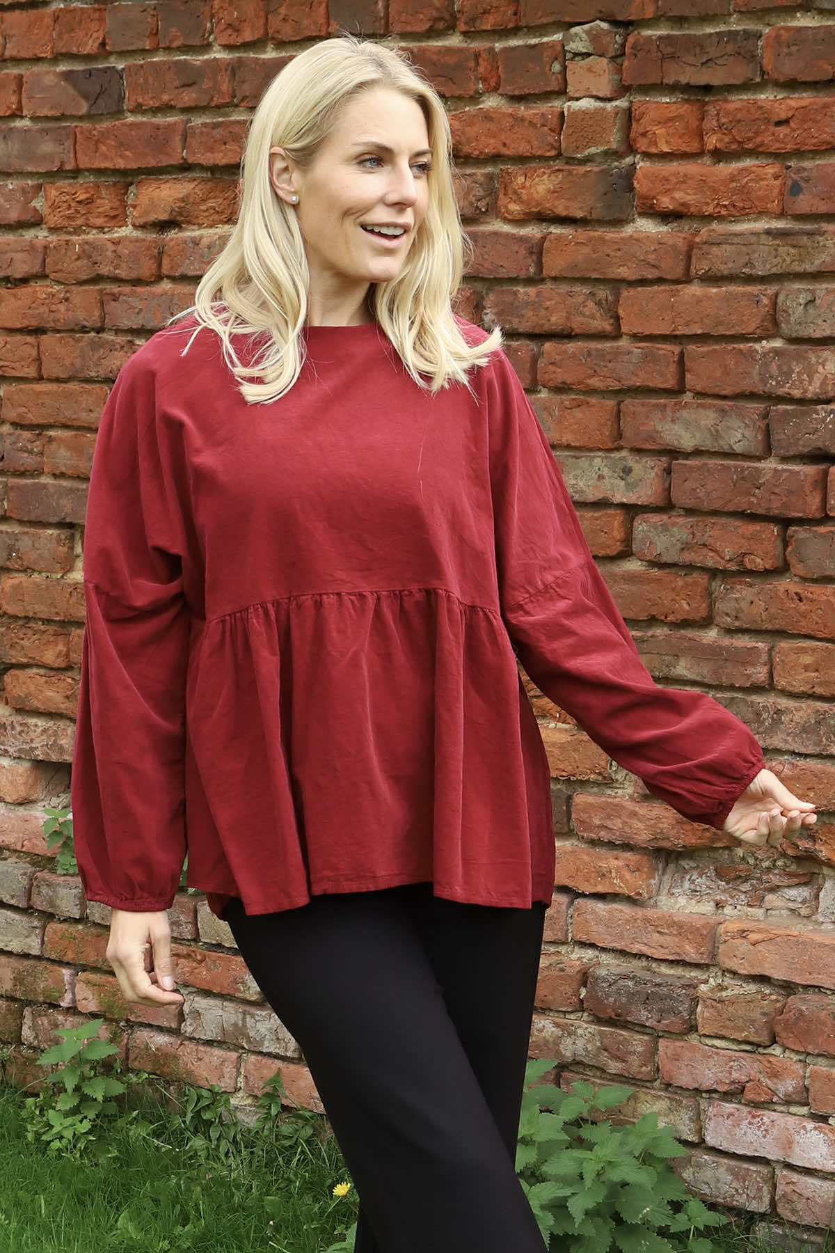 Geraldine Needlecord Top Wine