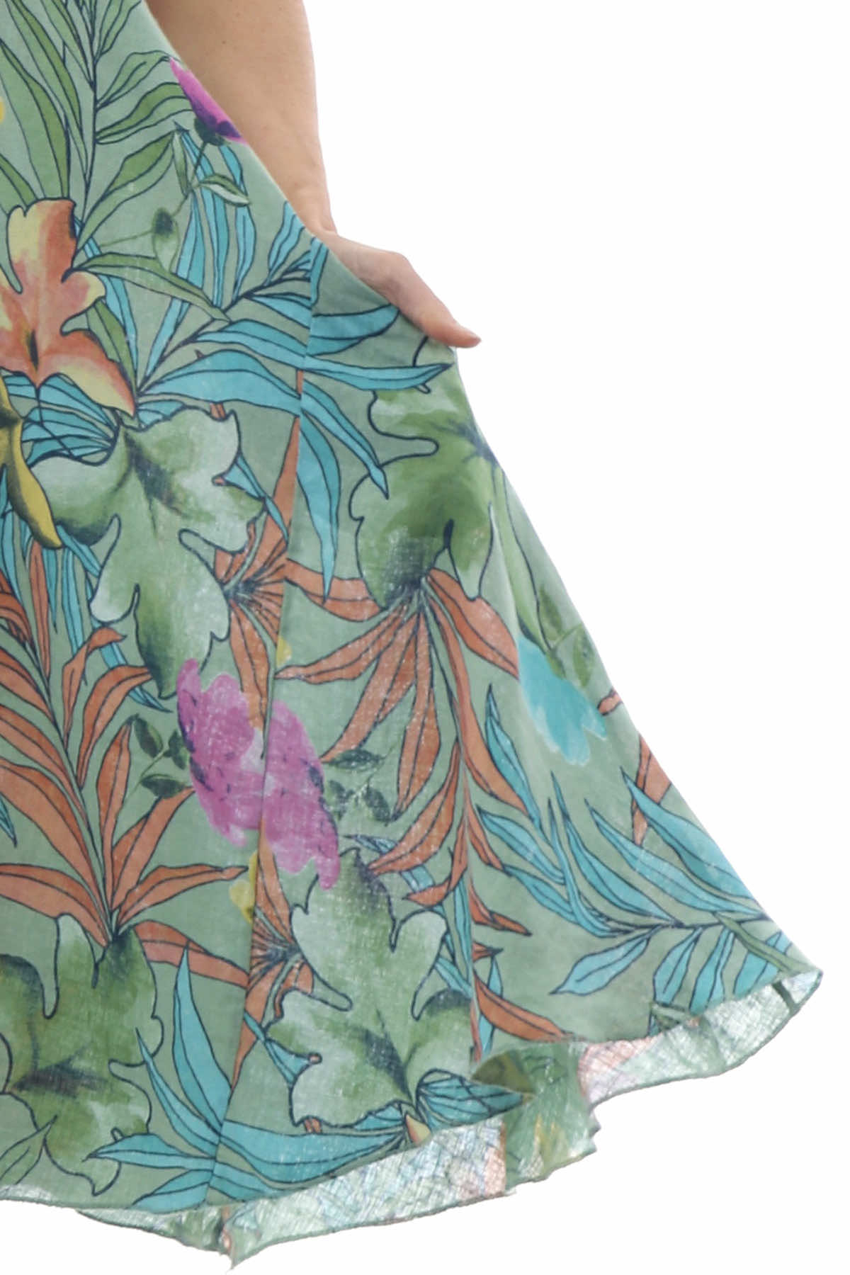 Maxima Floral Linen Dress Khaki