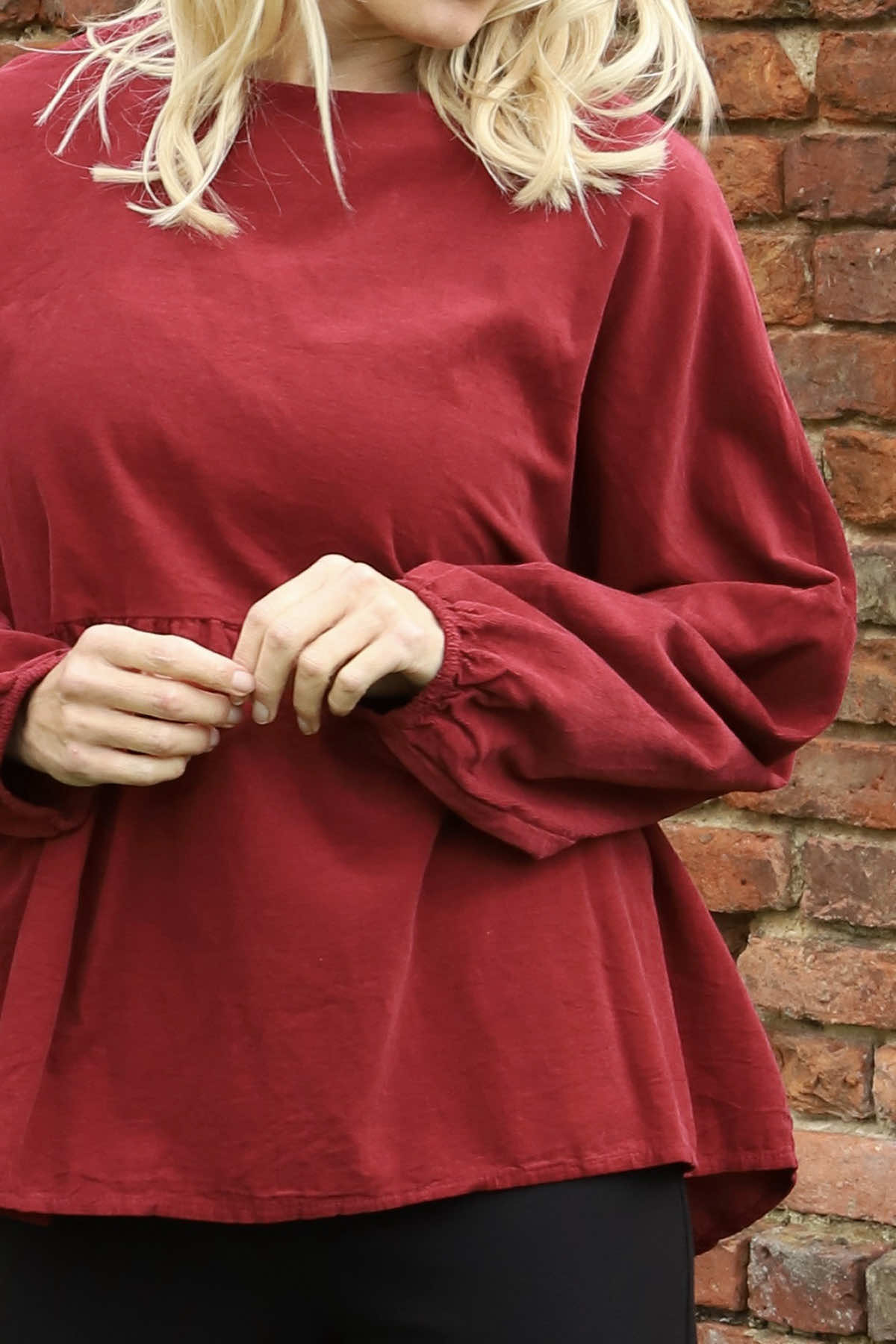 Geraldine Needlecord Top Wine