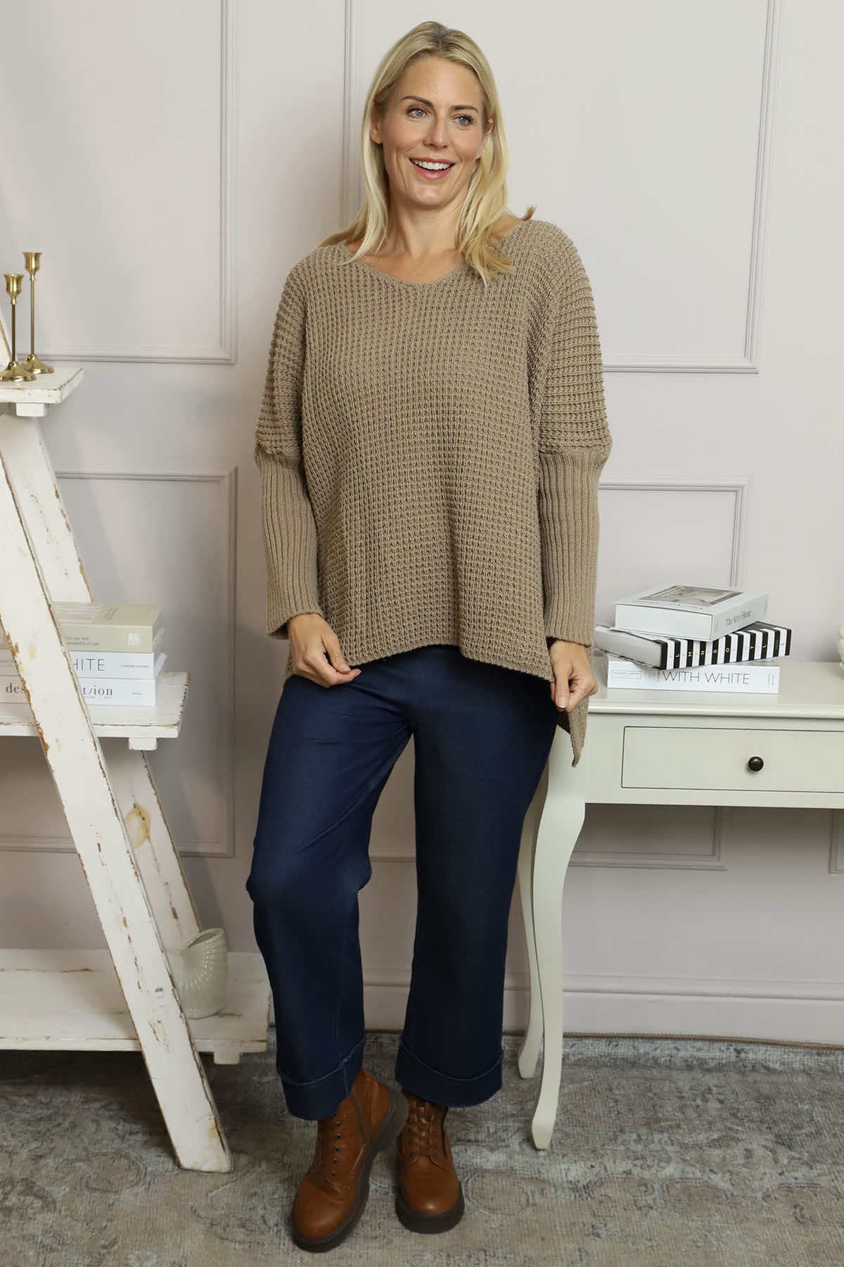 Albertina Waffle Jumper Mocha
