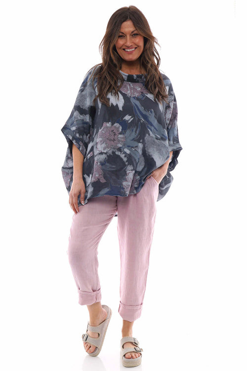 Eastyn Floral Linen Top Charcoal - Image 6