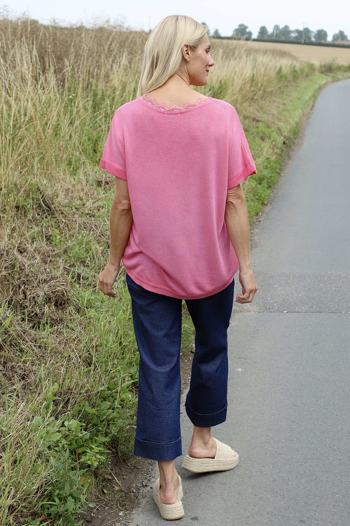 Robyn V-Neck Top Fuchsia