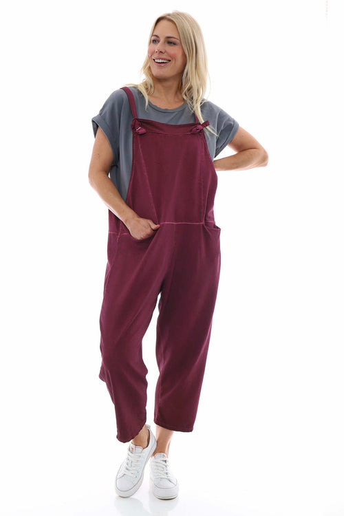 Pabo Washed Cotton Dungarees Wine