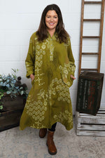 Alana Needlecord Pattern Dress Moss Moss - Alana Needlecord Pattern Dress Moss