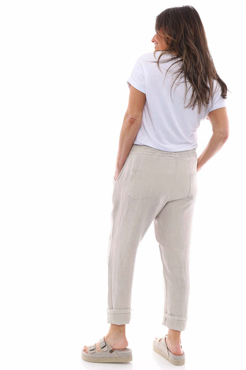 Filey Cropped Linen Trousers Stone - Image 6
