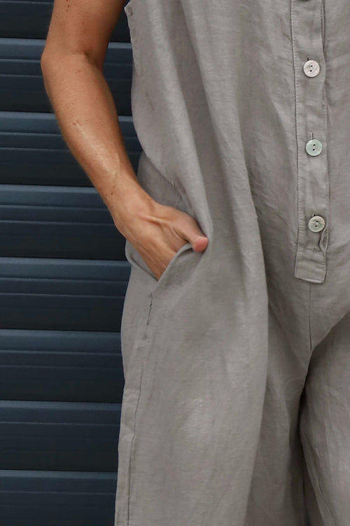 Margot Sleeveless Linen Jumpsuit Mocha - Image 3