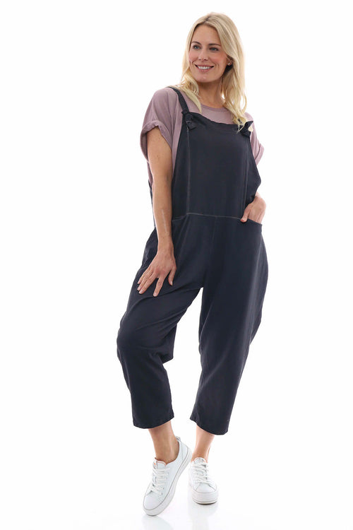 Pabo Washed Cotton Dungarees Charcoal - Image 1