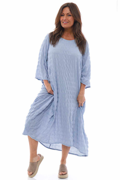 Roseanne Gingham Crinkle Dress Blue Grey