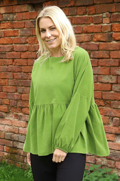 Geraldine Needlecord Top Green - Image 2