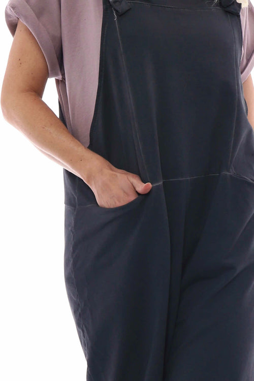Pabo Washed Cotton Dungarees Charcoal - Image 3