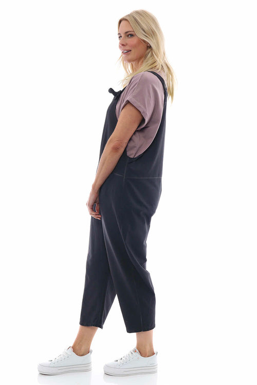 Pabo Washed Cotton Dungarees Charcoal - Image 5