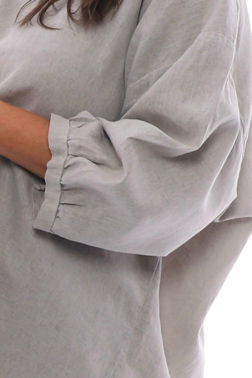 Aurelia Washed Button Linen Top Mocha - Image 4