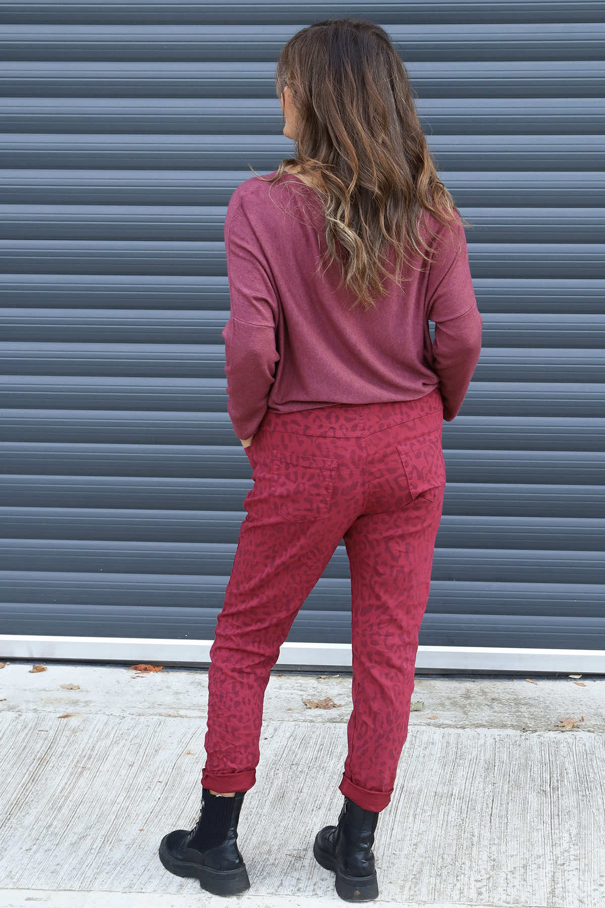 Yarwell Leopard Print Joggers Wine