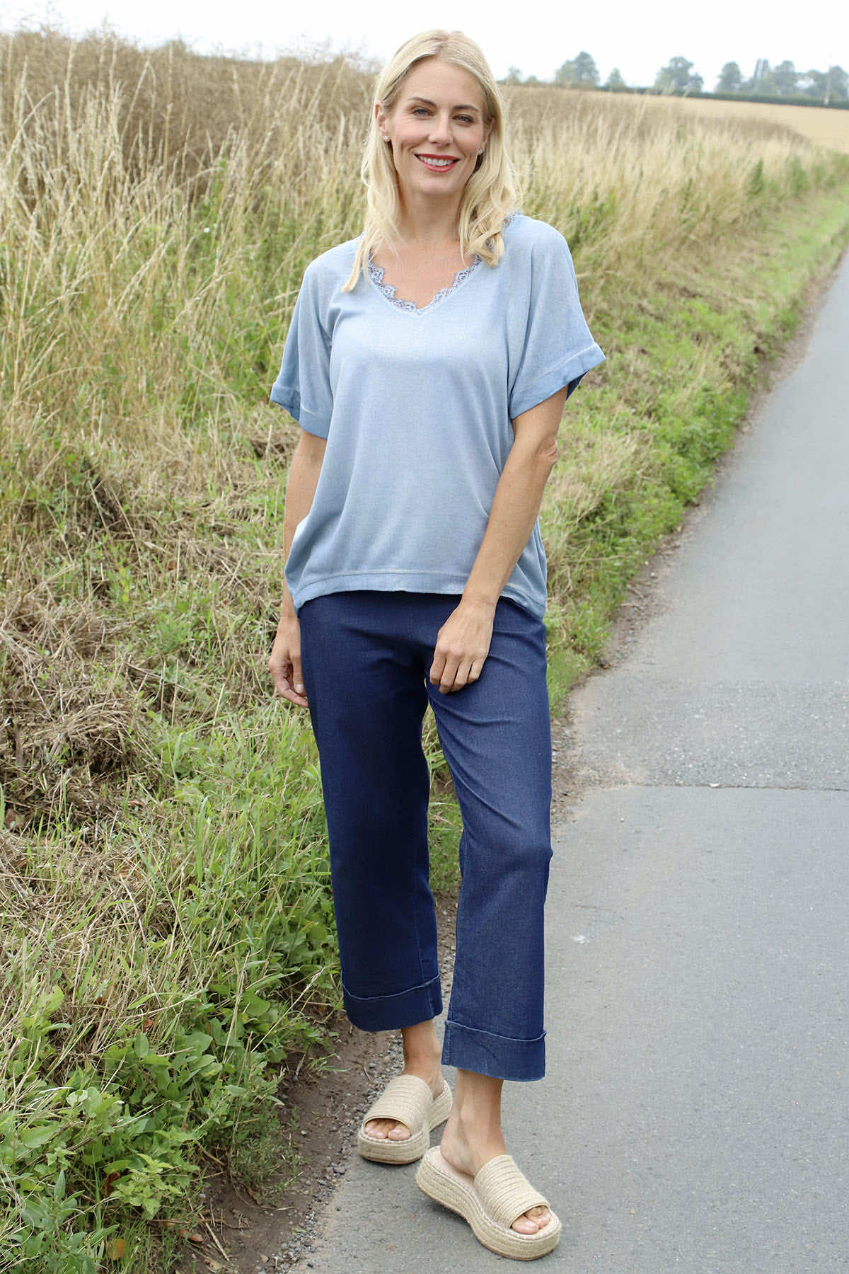 Robyn V-Neck Top Blue