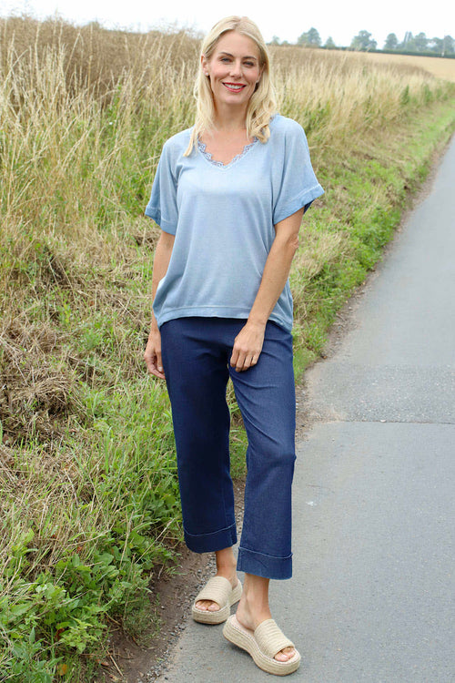 Robyn V-Neck Top Blue - Image 2