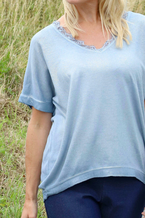 Robyn V-Neck Top Blue - Image 3