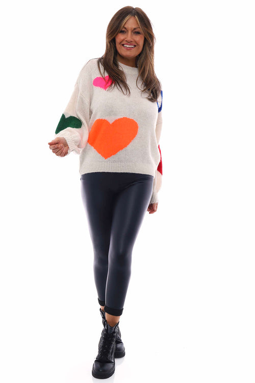Brianna Heart Knitted Jumper Buttermilk