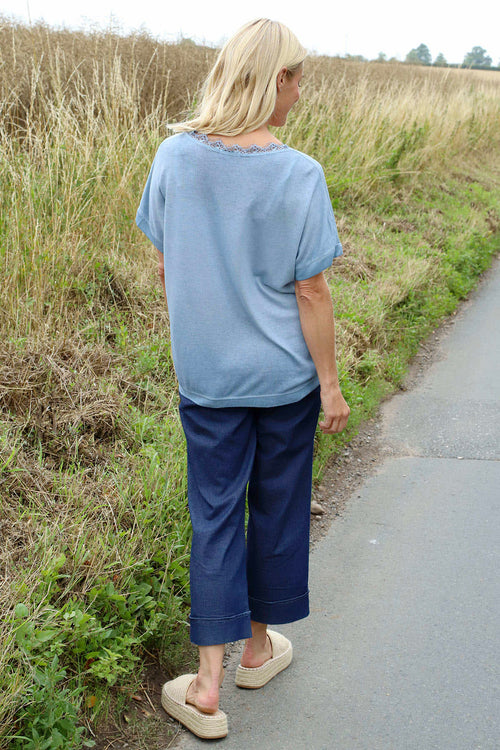 Robyn V-Neck Top Blue - Image 4