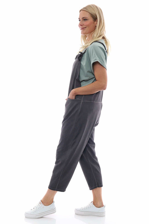 Pabo Washed Cotton Dungarees Mid Grey - Image 5