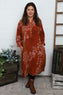 Alana Needlecord Pattern Dress Burnt Orange