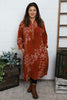 Alana Needlecord Pattern Dress Burnt Orange