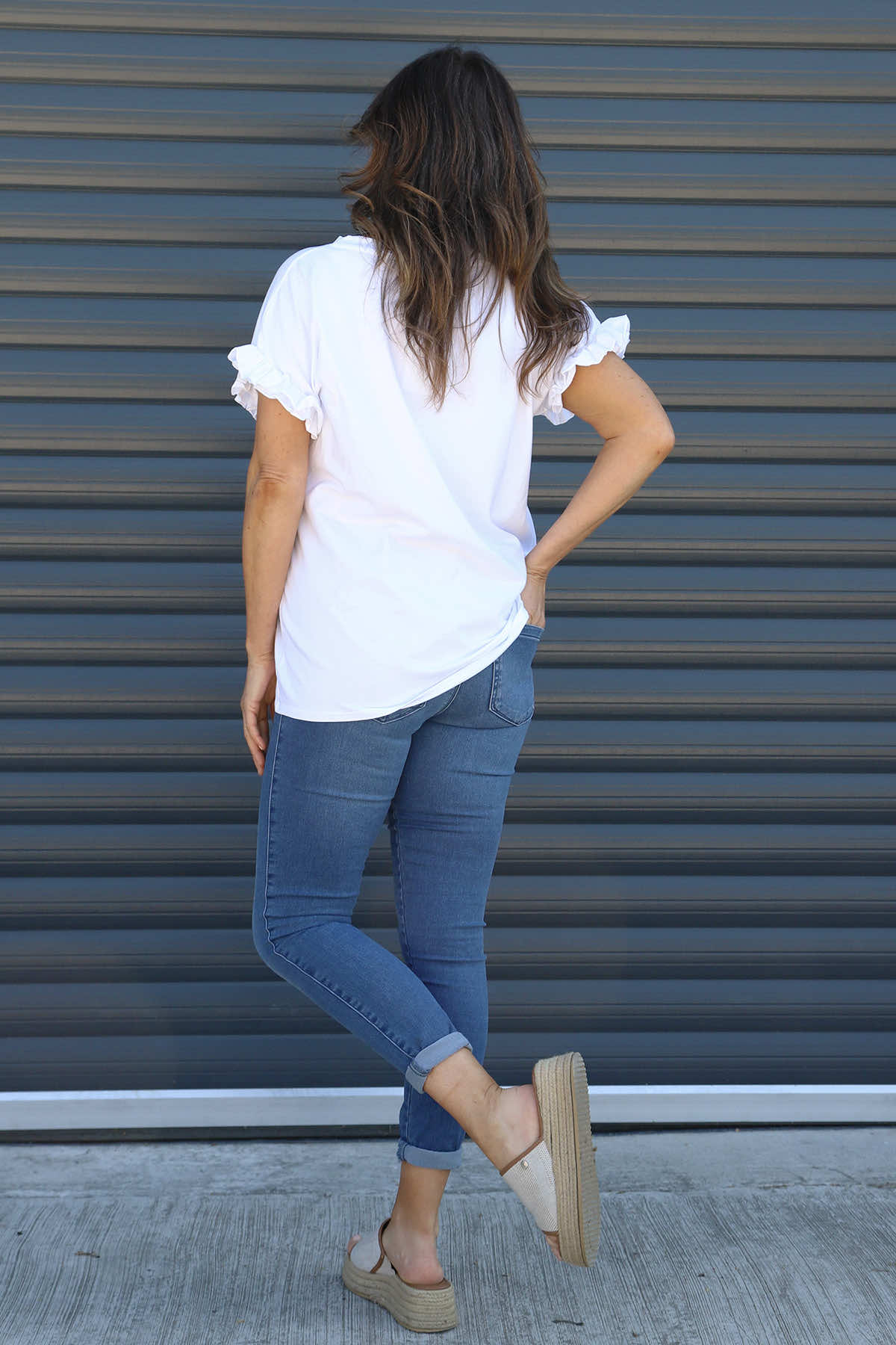 Summerleaze Frill Sleeve Cotton Top White