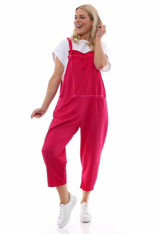 Pabo Washed Cotton Dungarees Hot Pink - Image 1