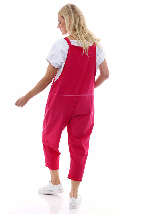 Pabo Washed Cotton Dungarees Hot Pink - Image 6