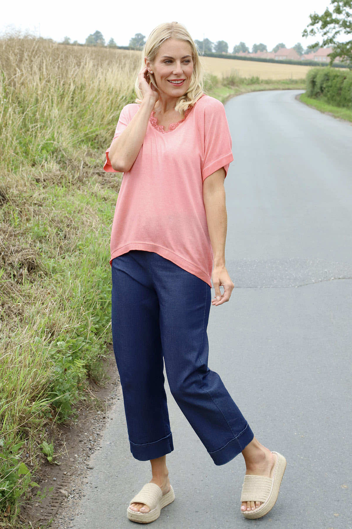 Robyn V-Neck Top Coral