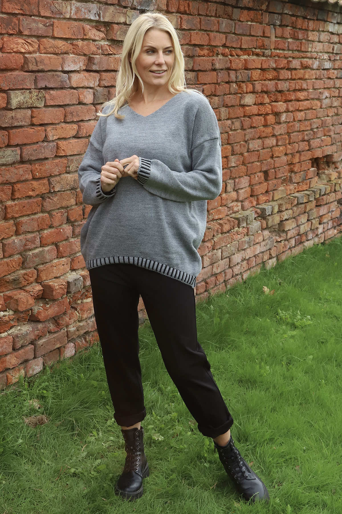 Harper Knitted Jumper Mid Grey