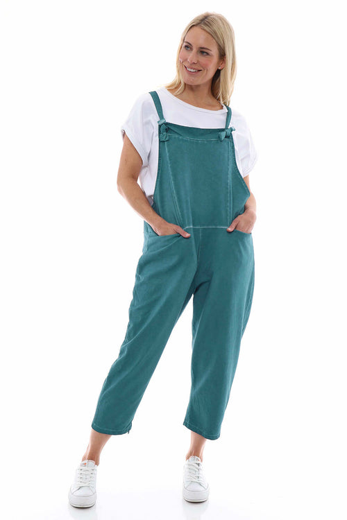 Pabo Washed Cotton Dungarees Teal - Image 1